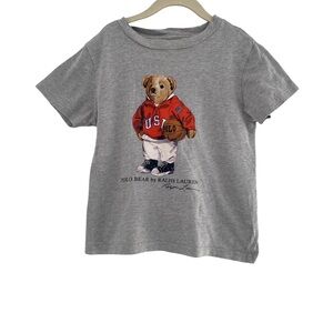 Polo by Ralph Lauren Gray Short Sleeve Tee with Bear Graphic- 4 years